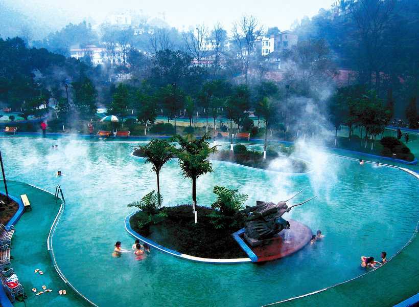 A hot spring pool in Eastern Hot Springs scenic area, Chongqing, China