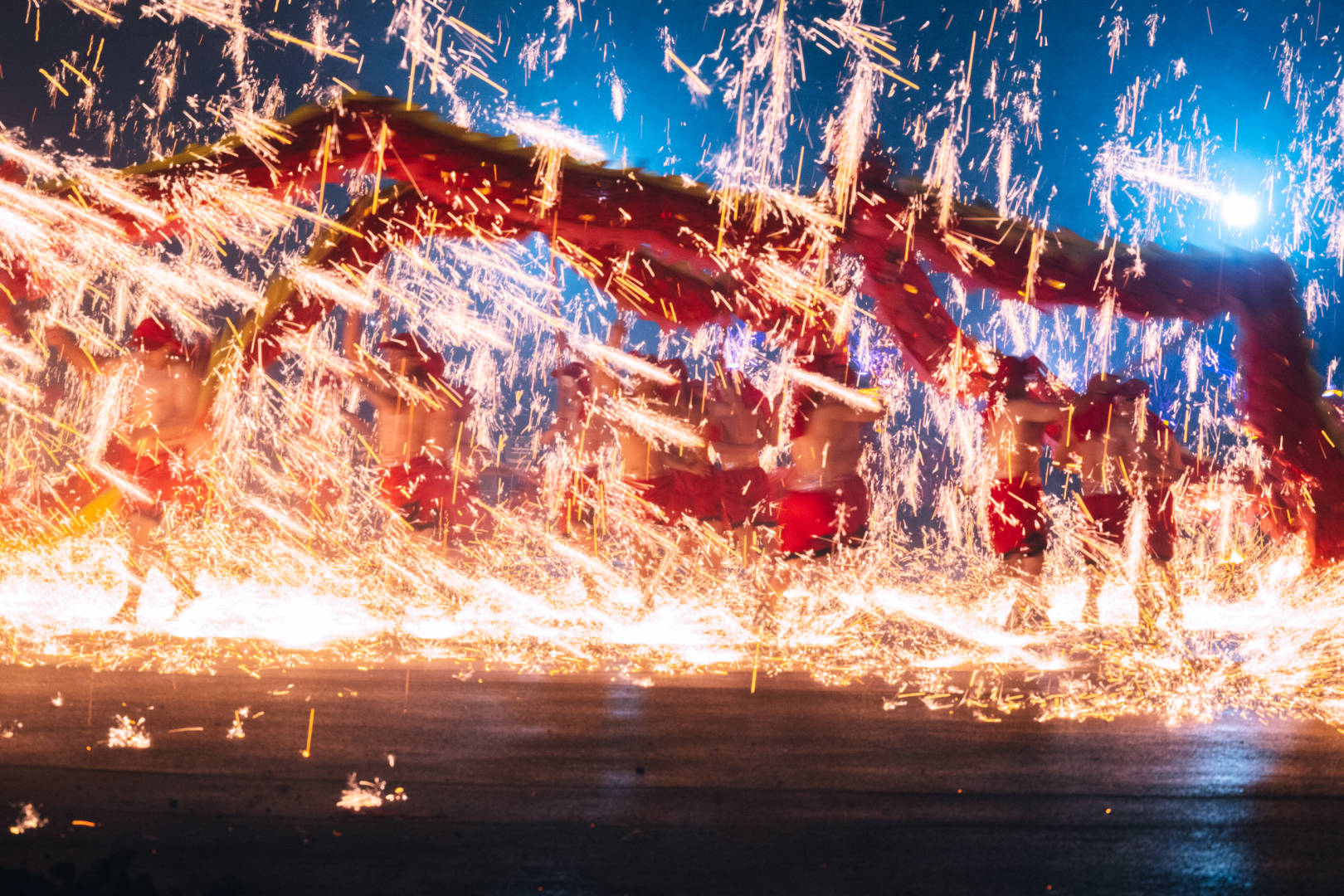 The Fire Dragon Dance at Tongliang Dragon Lights Art Festival.