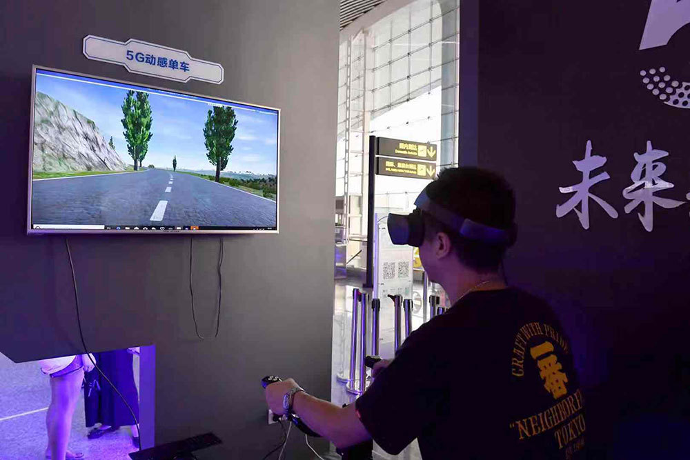 VR cycling experience in pavilion