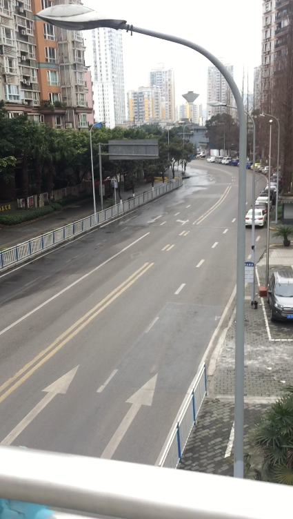 Quiet streets of Chongqing as many wait out the nCoV virus at home.