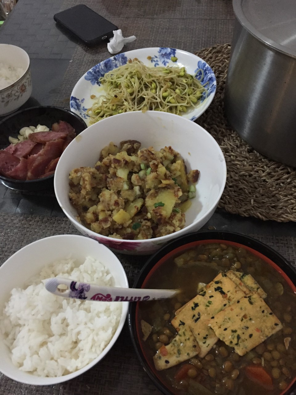 Home grown sprouts make a nice dinner.