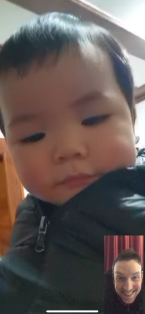 Baby Ethan loves to chat on camera.