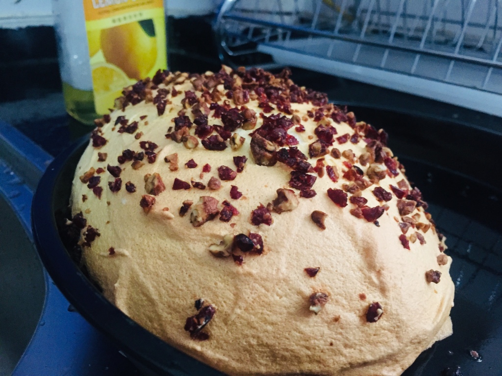 Homemade Lemon soufflé, a delicious dessert.