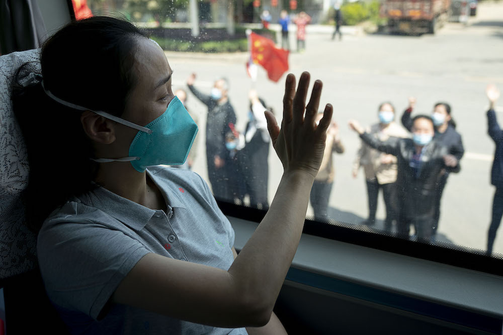 A member of the medical assistance team