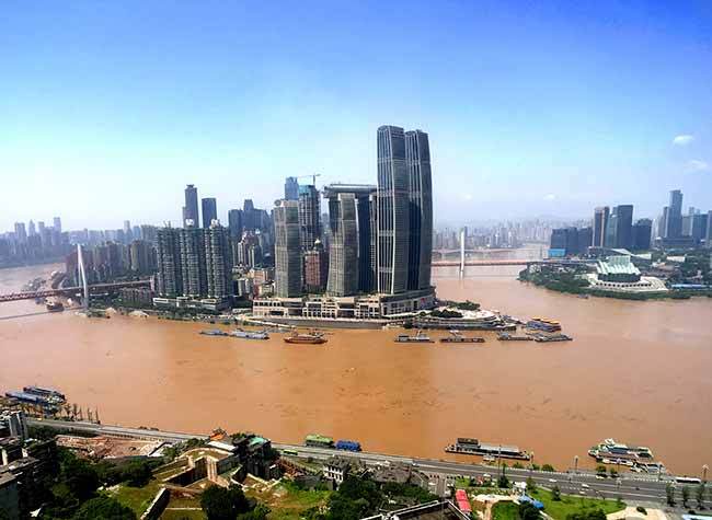 Yangtze River's No. 3 Flood Passes Downtown Chongqing