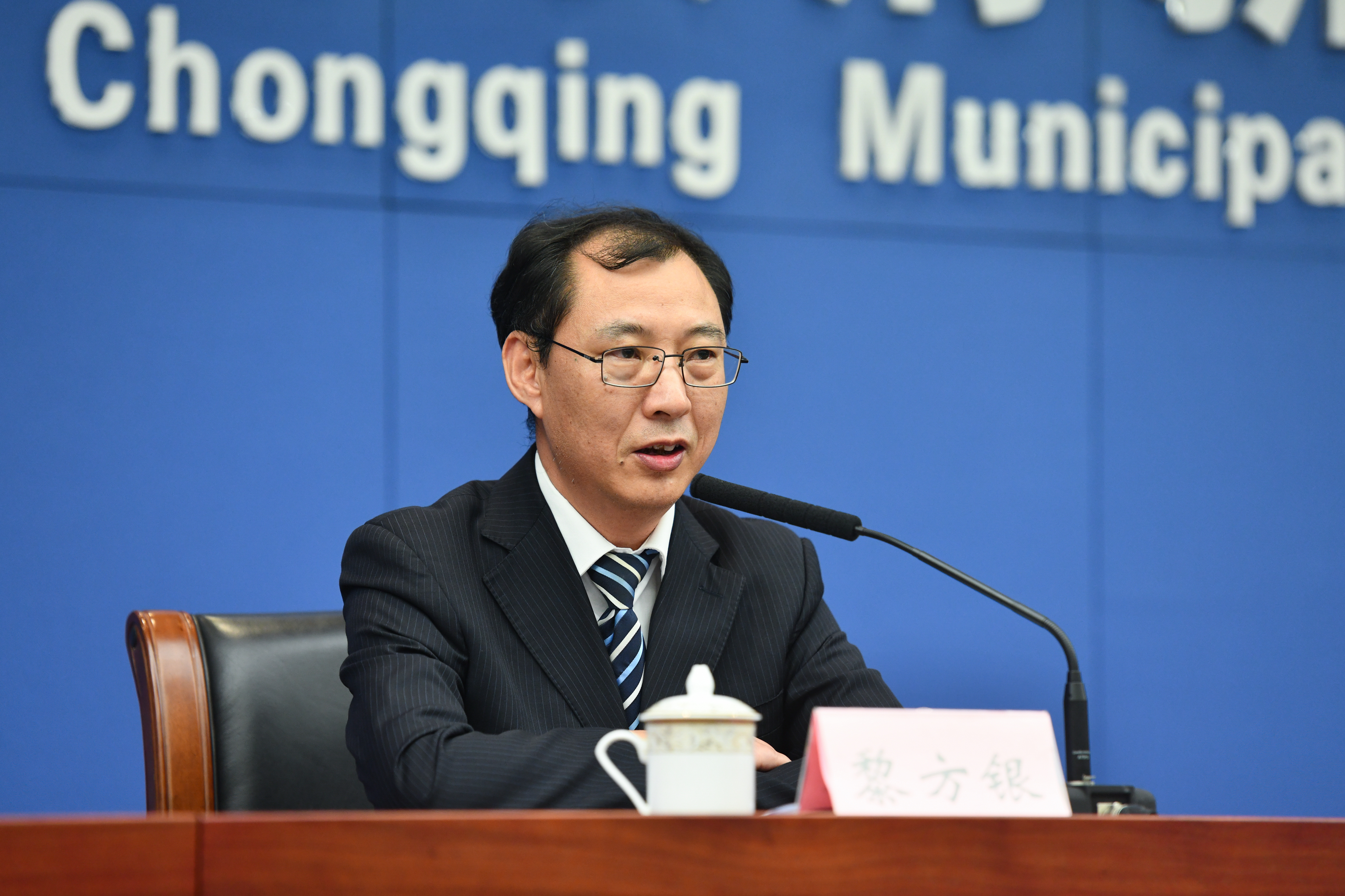 Li Fangyin, head of the Dazu Rock Carvings Research Institute in the press conference(Photo/Zhou Yue)