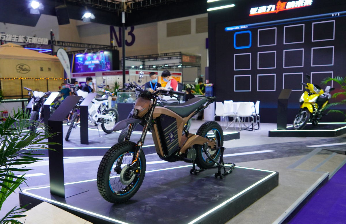 The new electric motorcycle that released by a Chongqing enterprise.(Photo/Wang Xiaoyan)