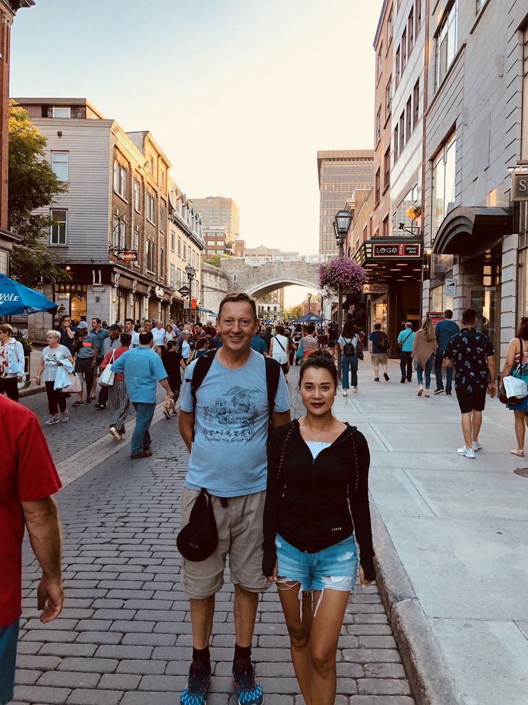 My father and Xiaolin in Old Quebec City, Canada on our last visit, August, 2018