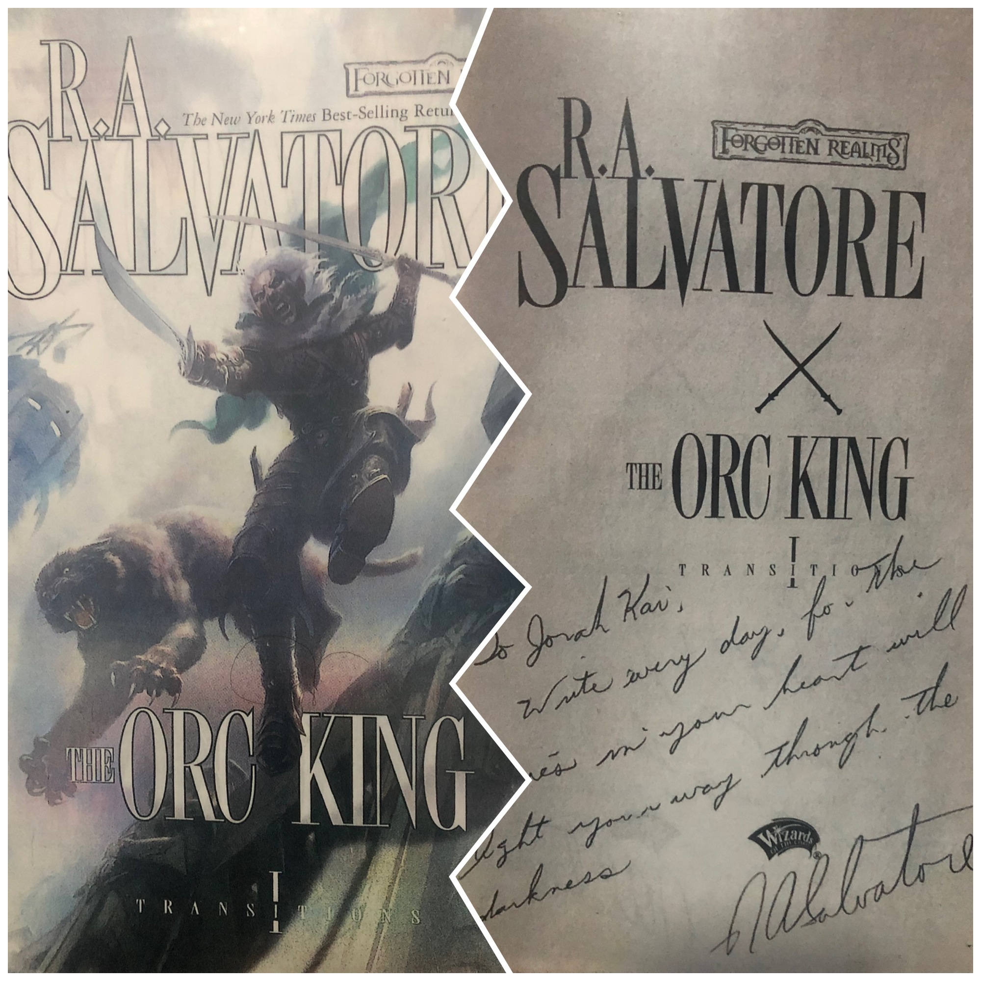 Celebrated magic fantasy author R.A. Salvatore wishes Kai to "Write Every Day."