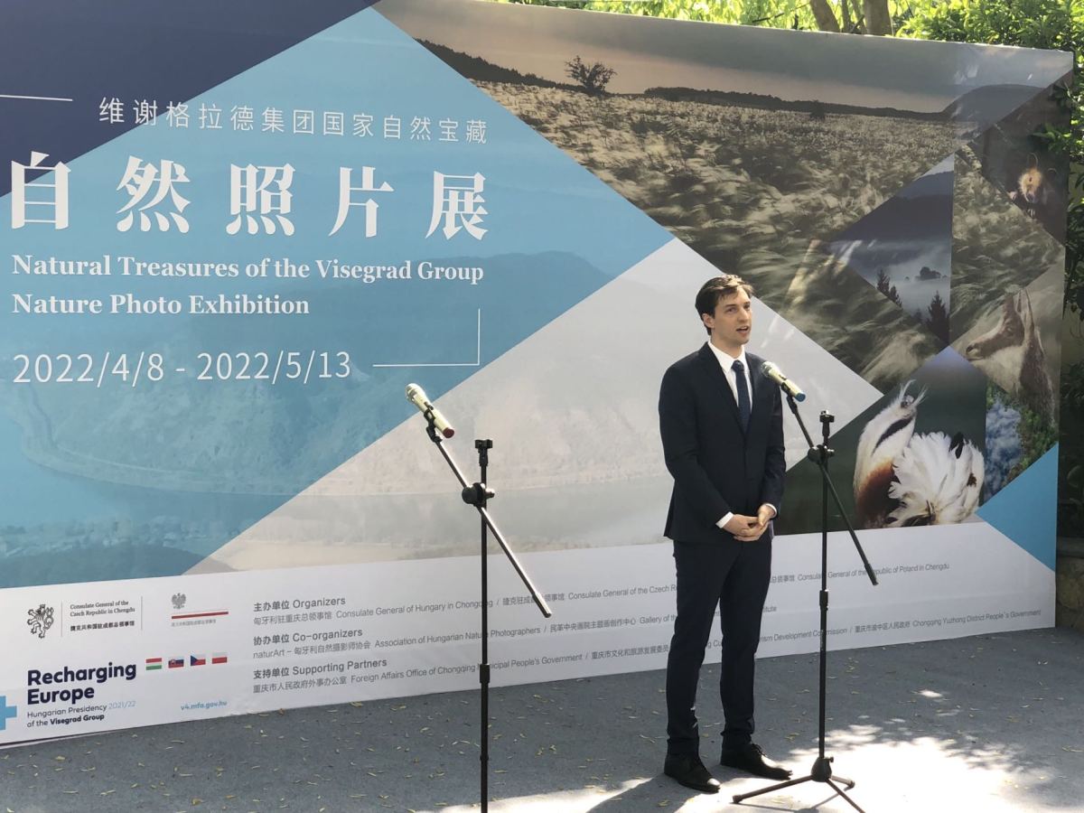 Gergely Kádár, Hungarian Consular General in Chongqing and organizer of the event, giving a commencement speech.