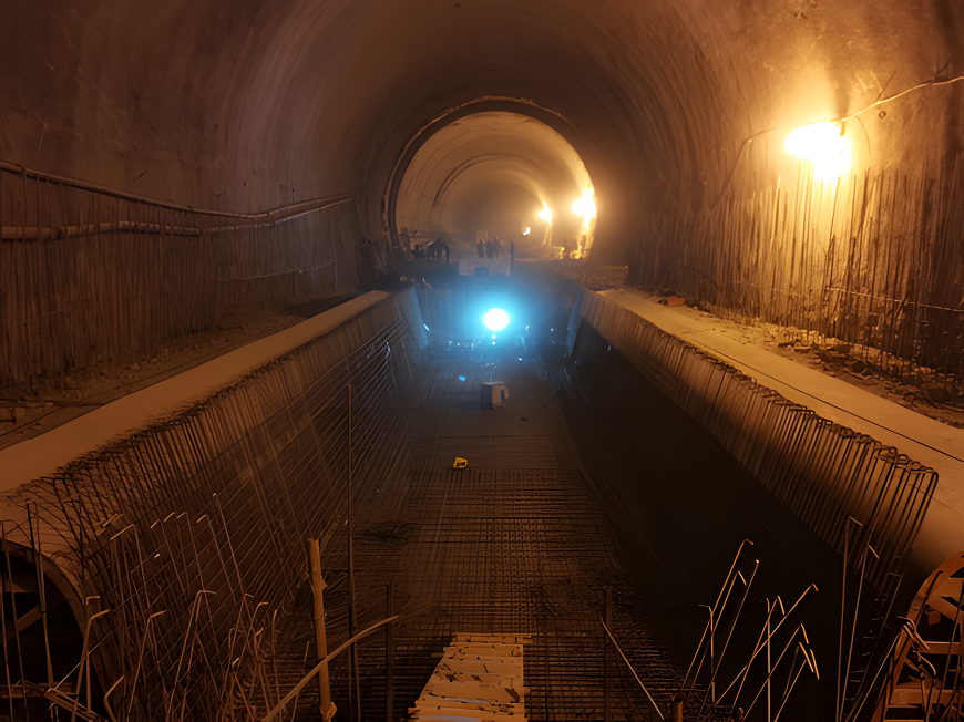 Box girder reinforcement installation in the Lesser Three Gorges Tunnel.