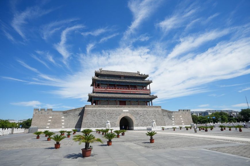 Photo taken on Aug. 16, 2022 shows the scene of Yongdingmen (Gate of Perpetual Peace) in Beijing, capital of China.