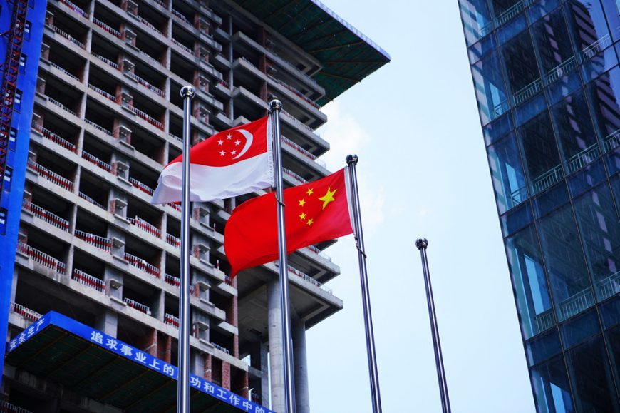 The flag of China and Singapore.