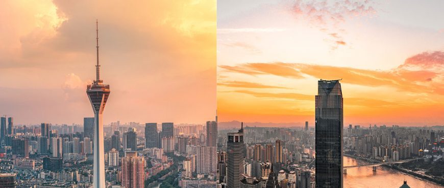 The city view of Chengdu and Chongqing.