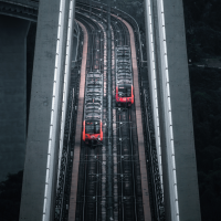 With its powerful arms, the Caijia Jialing river rail bridge supports the city’s traffic. Photo by Jiang Junfeng/Visual Chongqing.