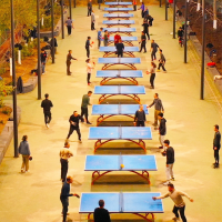 Chongqing’s Liangping District has a bright court where people play table tennis. Photo by Liu Hui/Visual Chongqing.