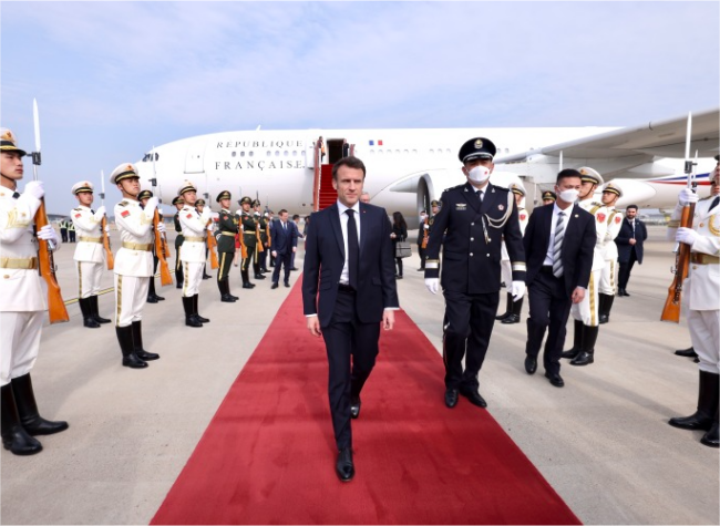 French President Emmanuel Macron Arrives in Beijing for State Visit