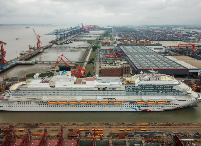 Nation's 1st Home-built Large Cruise Ship Undocks
