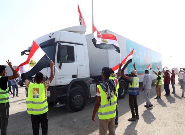 Second Convoy of Relief Trucks en Route to Gaza Through Rafah Crossing