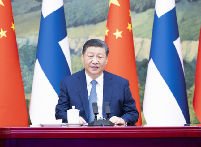 Xi Meets Finnish President via Video Link