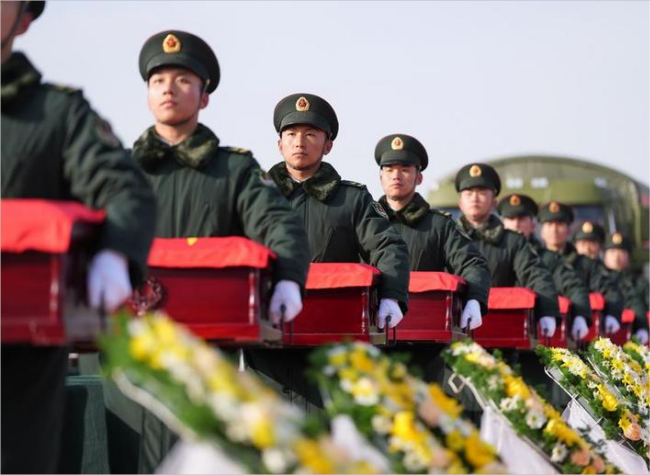 Remains of 43 Chinese Martyrs in Korean War Returned to Homeland From ROK