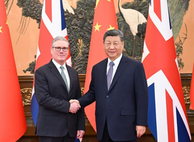China, Britain Agree to Develop Long-Term, Consistent Comprehensive Strategic Partnership in Xi-Starmer Meeting