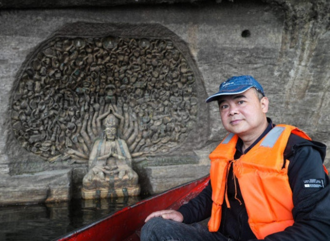 Receding Waters Reveal Thousand-Hand Guanyin Stone Carving In Chongqing